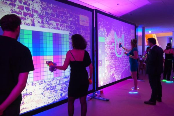 The digital graffiti wall as side entertainment during an event.