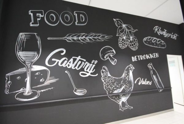 Chalk painting in RAI company canteen