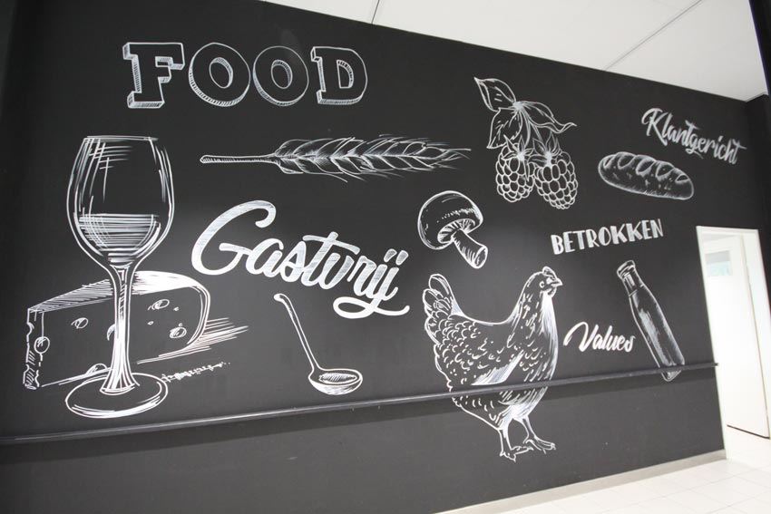Chalk painting in RAI company canteen
