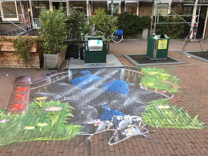 Pintura callejera Municipio de Amsterdam
