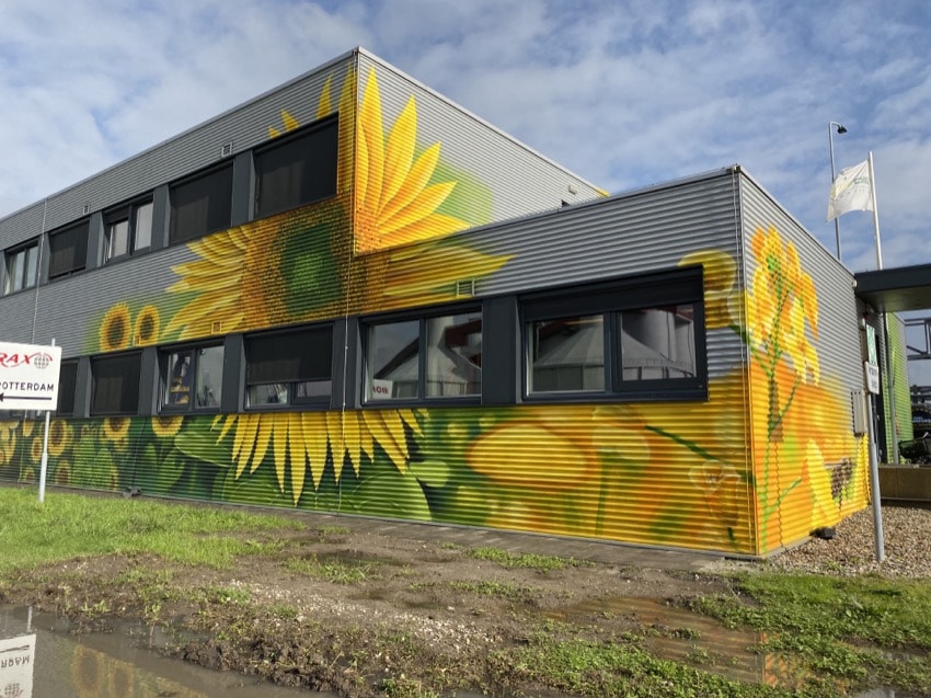 Painting on a commercial building