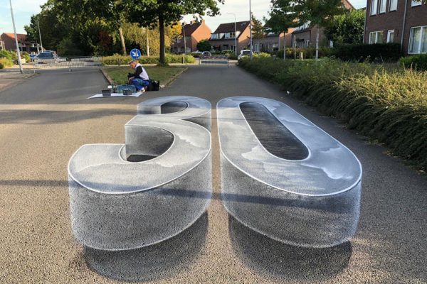 Peinture de rue en 3D comme illusion d'optique