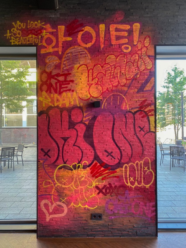 Mural de arte callejero en restaurante