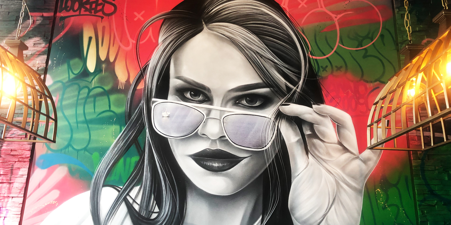 Street art murals in restaurants and clubs