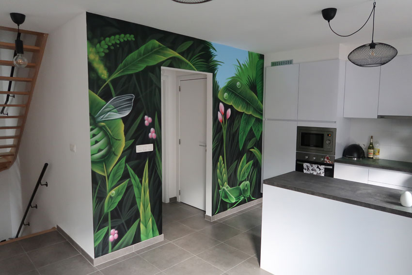 Jungle print schildering in huis