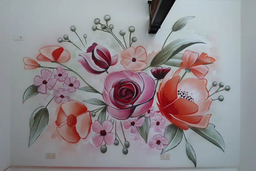 Peinture murale florale