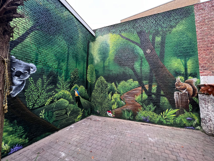 Schildering tuinmuur in Antwerpen