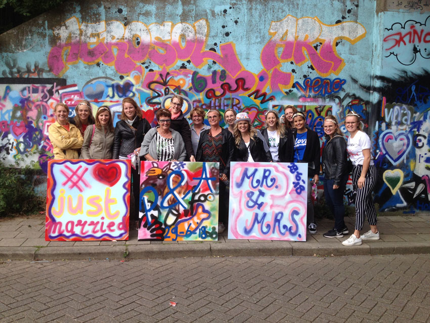 Graffiti vrijgezellenfeestje in Zwolle