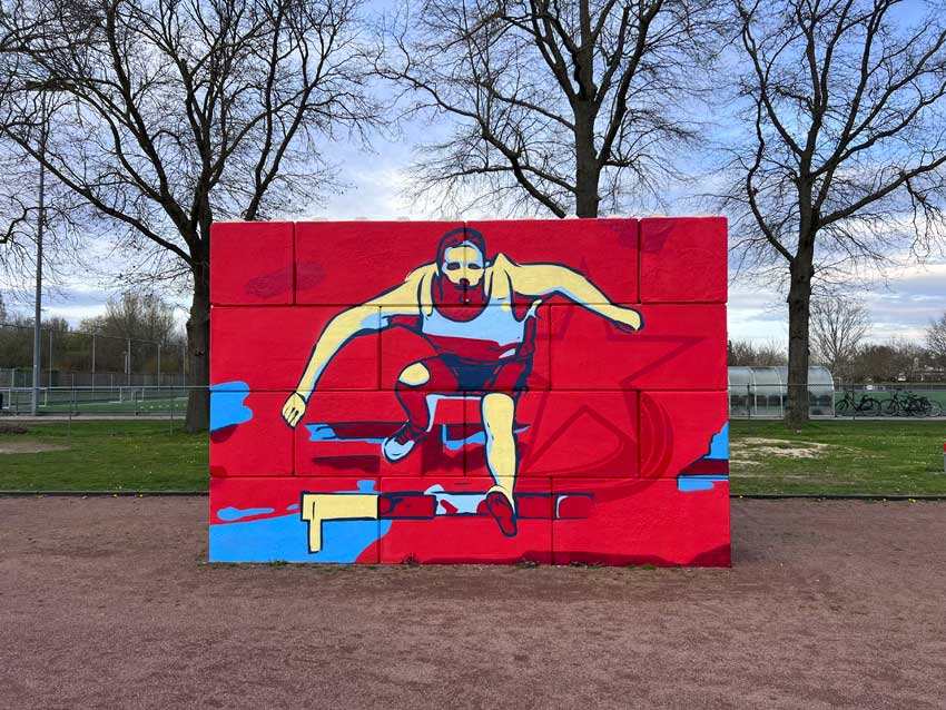Wandschilderingen bij Atletiek Maastricht