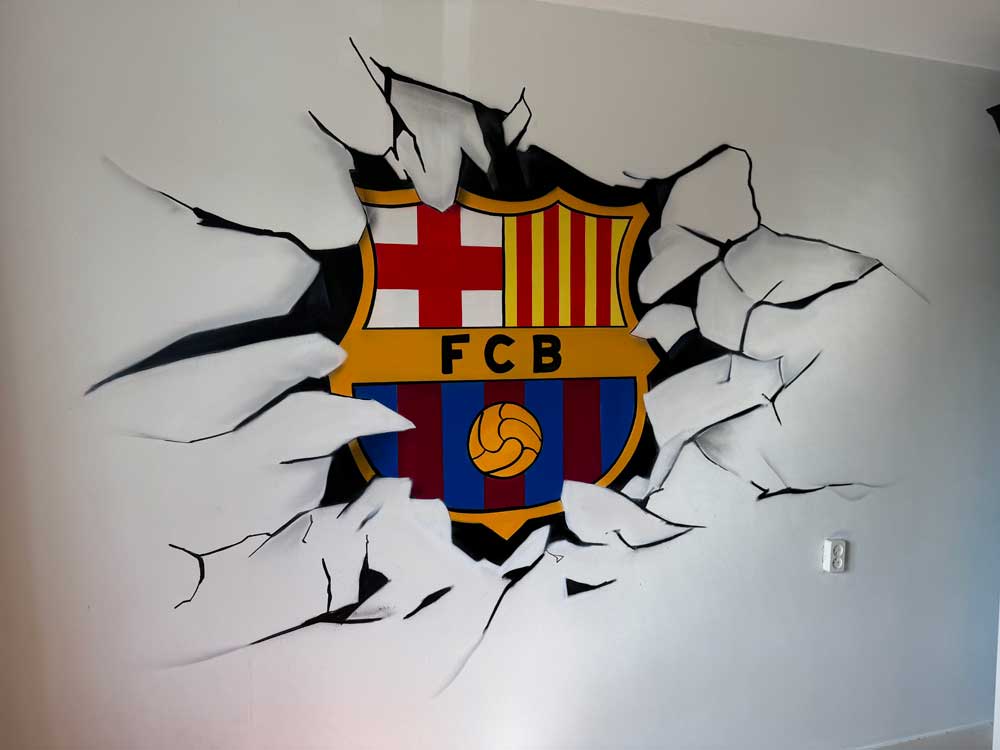 Kinderkamer schildering FC Barcelona