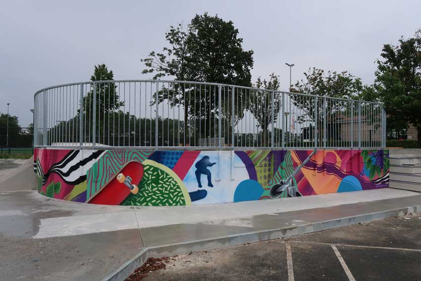 Graffiti muurschildering skatepark Baarn