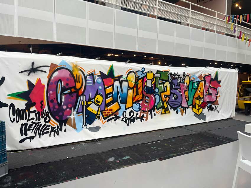Graffitiwand tijdens Comenius festival