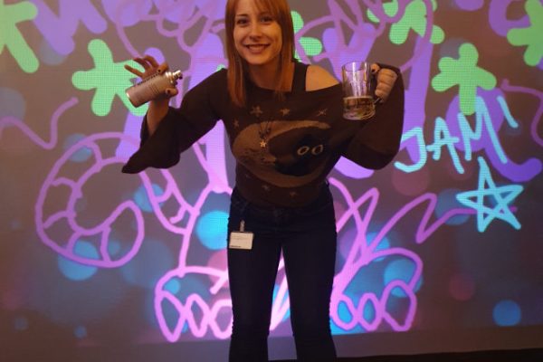 Digiffiti wall tijdens event in Wenen