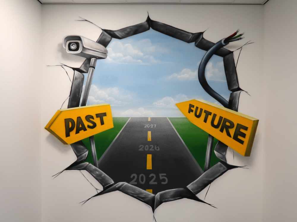 Doorkijk wandschildering Wijnen