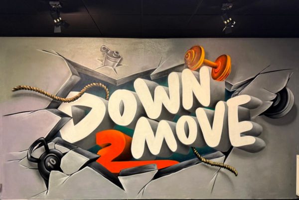 Graffiti schildering Down2Move gym