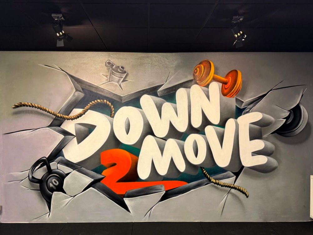 Graffiti schildering Down2Move gym