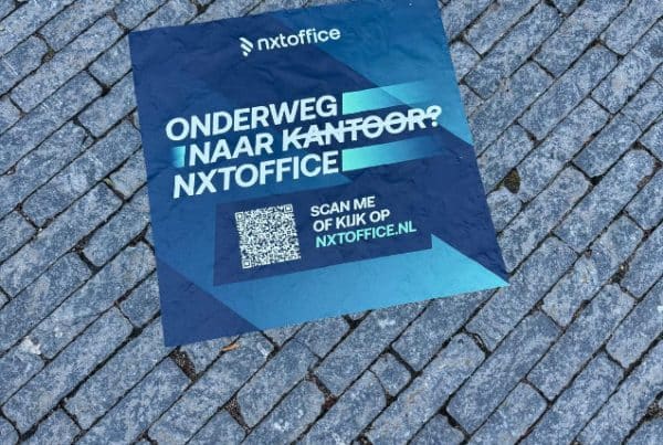 Guerrilla straatsticker campagne Nxtoffice