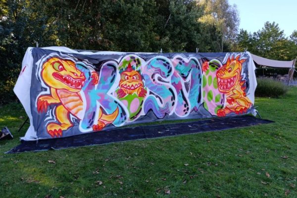 Graffiti inloop activiteit tijdens bedrijfsevent