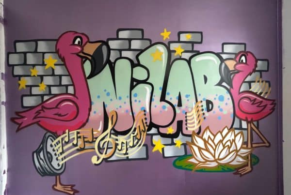 Muurschildering in kamer Nilab