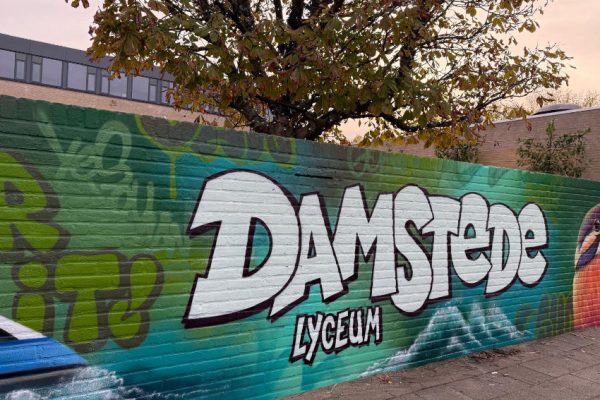 Muurschildering Damstede Lyceum Amsterdam