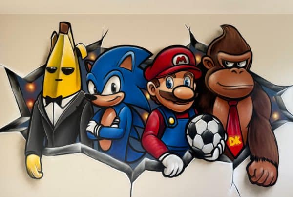 Fortnite muurschildering in kinderkamer
