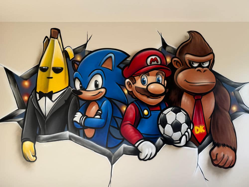 Fortnite muurschildering in kinderkamer